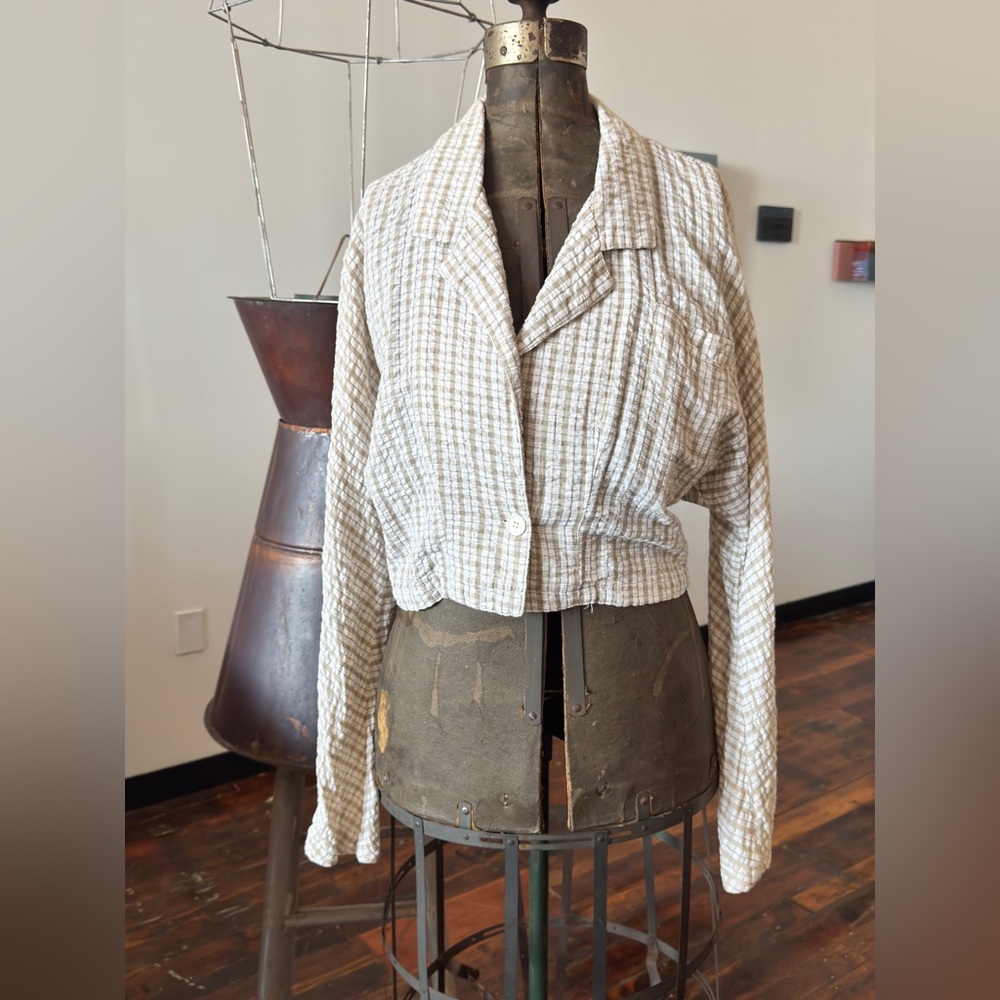 Seersucker Cropped 80 blazer